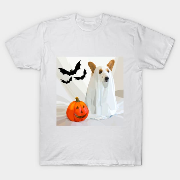 Corgi on Halloween T-Shirt by Ocennyy